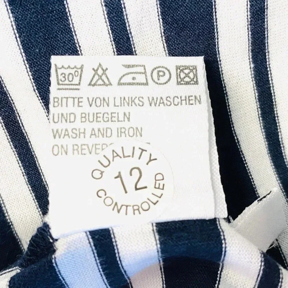 FABER Men Short Sleeve Collared Blue/White Striped Polo Style Shirt Sz Large 36 - Picture 12 of 12